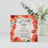 Invitation Après la célébration de mariage Coquelicots rouges (Debout devant)