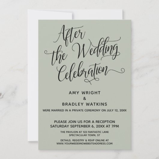 Invitation Après la célébration de mariage élégant script sag (Devant)