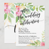 Invitation Après la célébration de mariage Fleurs aquarelle (Devant / Derrière)