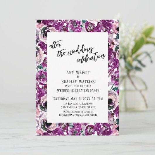 Invitation Après la célébration de mariage Fleurs peintes en (Debout devant)