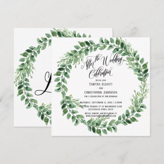 Invitation Après la Célébration de Mariage Réception Verte un (Devant / Derrière)