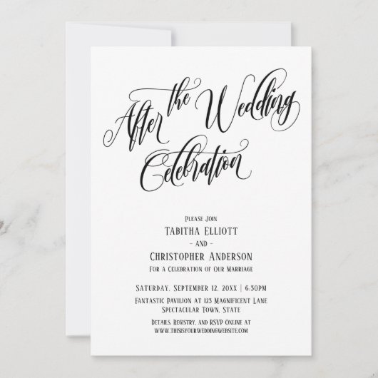 Invitation Après la Célébration de Mariage Script Élaboré (Devant)
