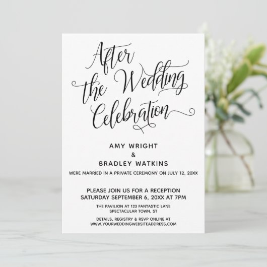 Invitation Après la Célébration de Mariage Script Élégant (Debout devant)