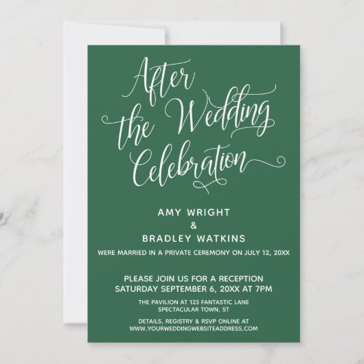 Invitation Après la célébration de mariage Simple Leaf Green (Devant)