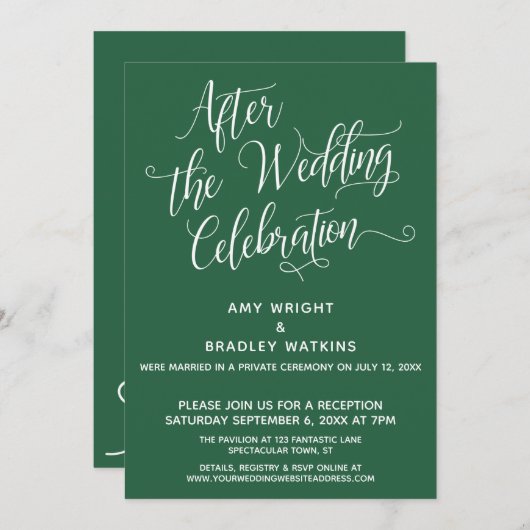 Invitation Après la célébration de mariage Simple Leaf Green (Devant / Derrière)
