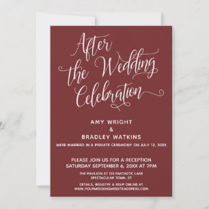Invitation Après la Célébration de Mariage Simple Rouge de Bo