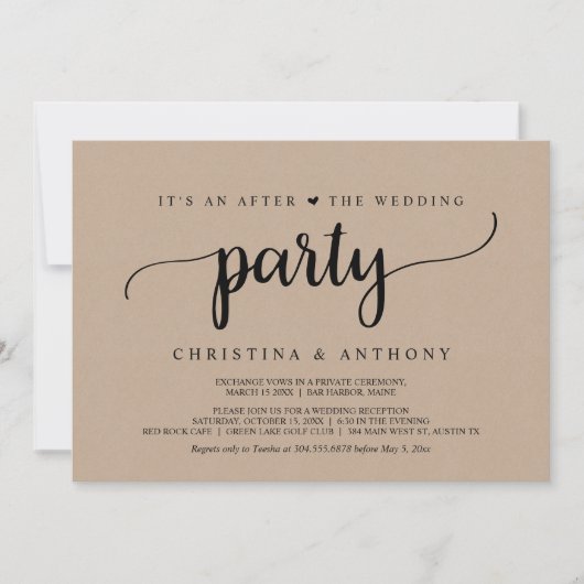 Invitation Après la fête de mariage, évasion Rustic Kraft (Devant)