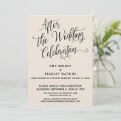 Invitation Après la fête du Mariage Elégant Script Cream (Debout devant)