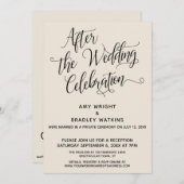 Invitation Après la fête du Mariage Elégant Script Cream (Devant / Derrière)