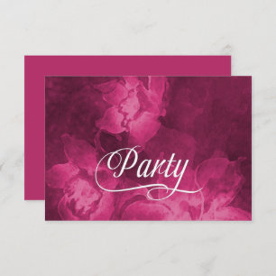 Invitation Après la fête Magenta rose Aquarelle Fleurs