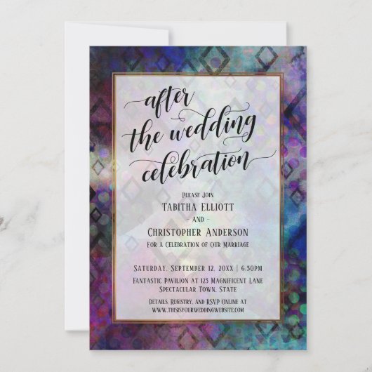 Invitation Après la fête Mariage Abstraite avec l'or (Devant)