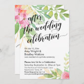 Invitation Après la fête Mariage Fleurs d'aquarelle (Devant / Derrière)