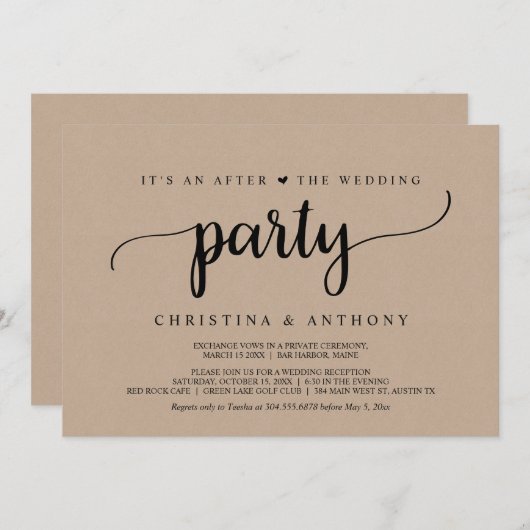 Invitation Après la réception de mariage, évasion Rustic Kraf (Devant / Derrière)