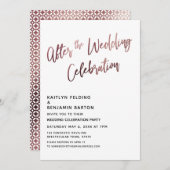 Invitation Après la réception Rose Gold de la célébration de (Devant / Derrière)