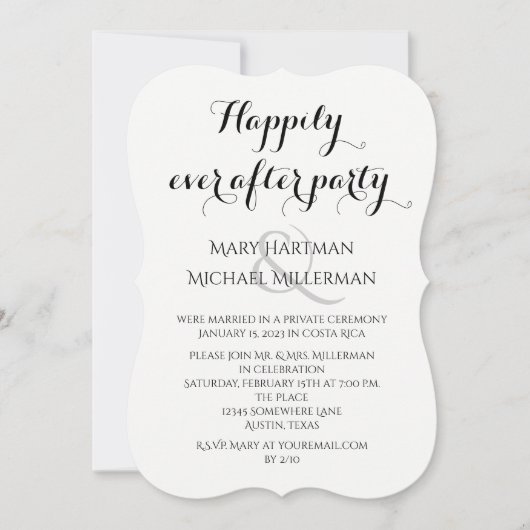 Invitation Après la typographie du Mariage de poste du Parti (Devant)