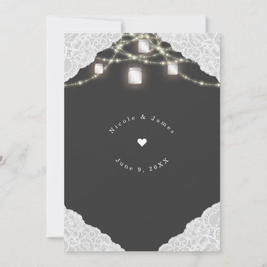 Invitation APRÈS LE BBQ MARIAGE, JE FAIS Mason Jar Lumières & (Dos)