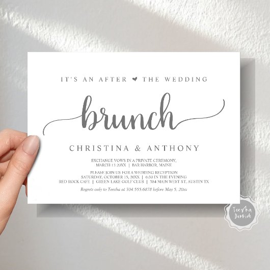 Invitation Après Le Brunch Mariage, Rustic Elopement Invitat