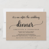 Invitation Après le dîner de mariage, Rustic Kraft Elopement (Devant)