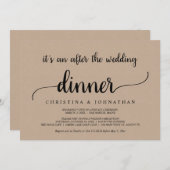 Invitation Après le dîner mariage, Rustic Kraft Elopement (Devant / Derrière)
