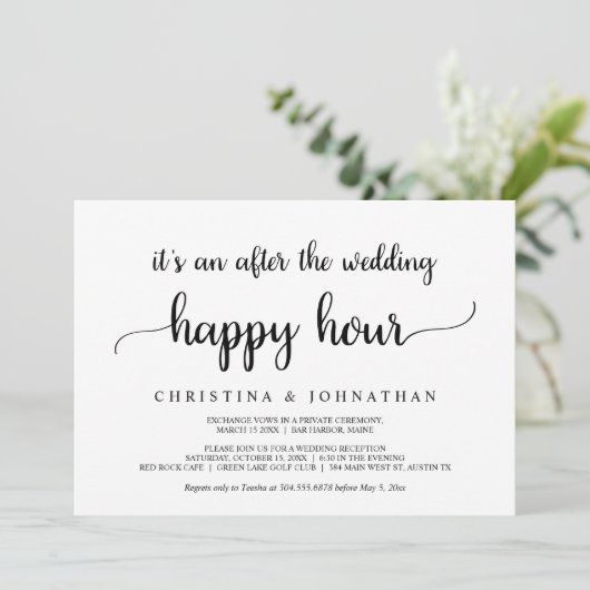 Invitation Après le Happy Hour de mariage, Élitisme Rustique (Debout devant)