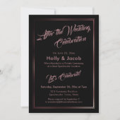 Invitation Après le Mariage Célébration Rose Gold sur Noir (Devant)