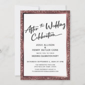 Invitation Après le Mariage Célébration Rose Or Pailleté (Devant)