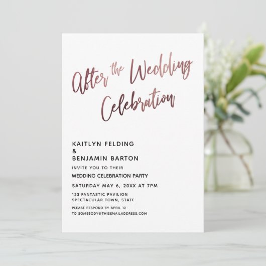 Invitation Après le Mariage Célébration Rose Or Réception (Debout devant)