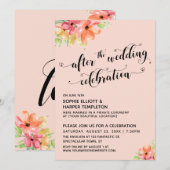 Invitation Après le Mariage Célébration Script Fleurs Rougesi (Devant / Derrière)