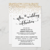 Invitation Après le Mariage Célébration Script Gold Confetti (Devant / Derrière)