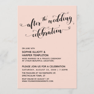 Invitation Après le Mariage Célébration Script Hearts Blush