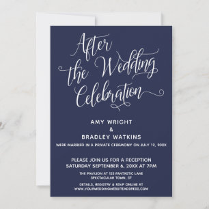 Invitation Après le mariage Célébration Simple Élégant Marine