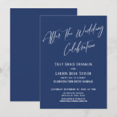 Invitation Après le Mariage Célébration Simple Élégant Marine (Devant / Derrière)