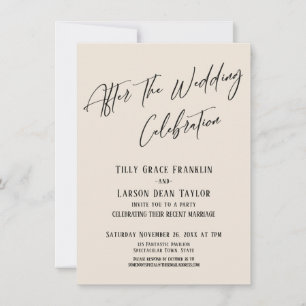 Invitation Après le Mariage Célébration Simple Élégante Crème