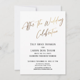 Invitation Après le Mariage Célébration Simple Or Élégant