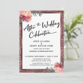 Invitation Après le Mariage Célébrer Rose or Floral (Debout devant)