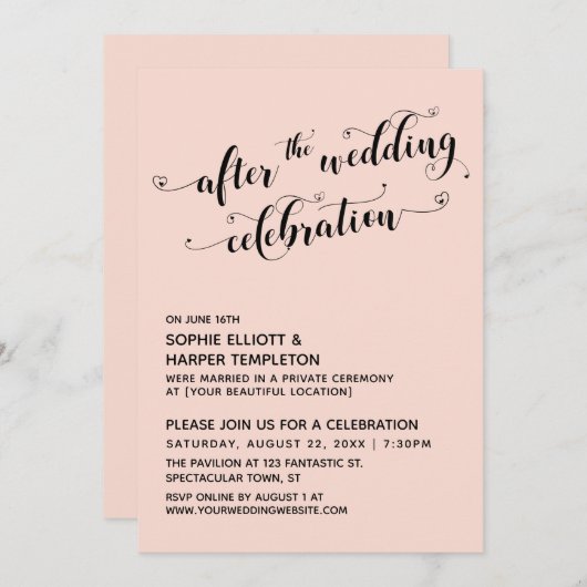 Invitation Après le Mariage Cérémonie de mariage scénario Cœu (Devant / Derrière)