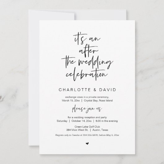 Invitation Après le mariage, Fête de Fiançailles Secrètes (Devant)