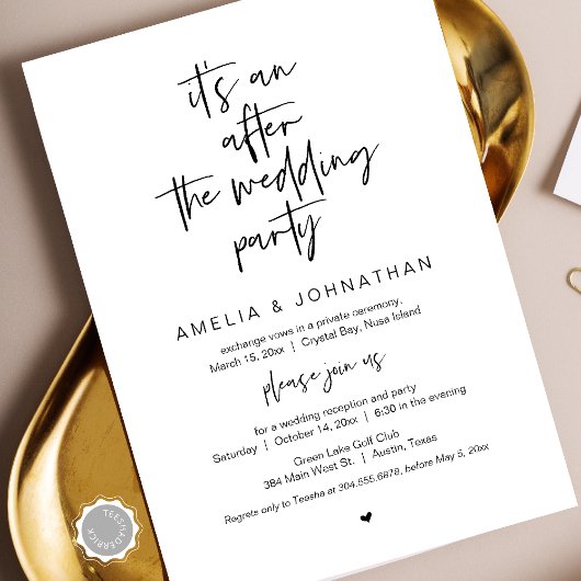 Invitation Après le mariage, Fête de Fuite Amoureuse