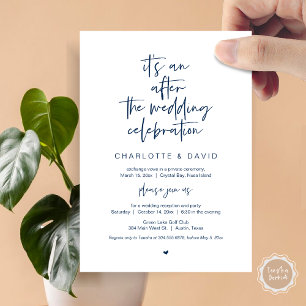 Invitation Après le mariage, Fête de Mariage Furtif Bleu Mari