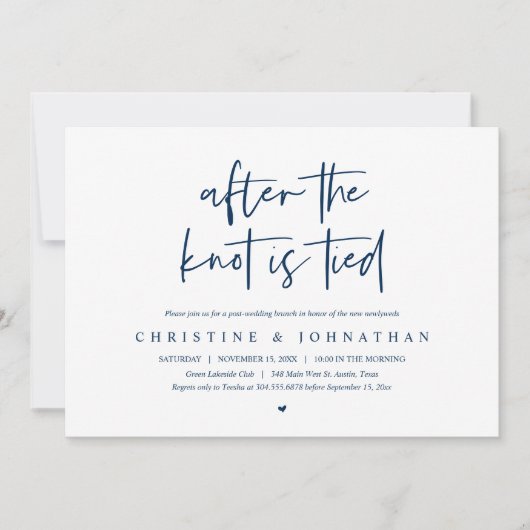 Invitation Après le noeud noué, Elopement Post mariage Brunch (Devant)