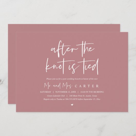 Invitation Après le noeud noué, Post mariage Brunch (Devant / Derrière)