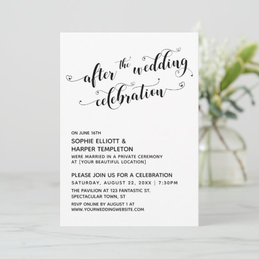 Invitation Après le script de fête du Mariage avec les coeurs (Debout devant)