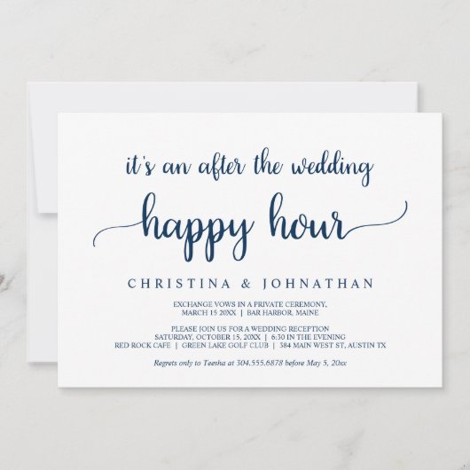 Invitation Après l'Happy Hour du mariage, Rustic Elopement In (Devant)