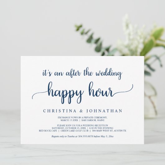 Invitation Après l'Happy Hour du mariage, Rustic Elopement In (Debout devant)