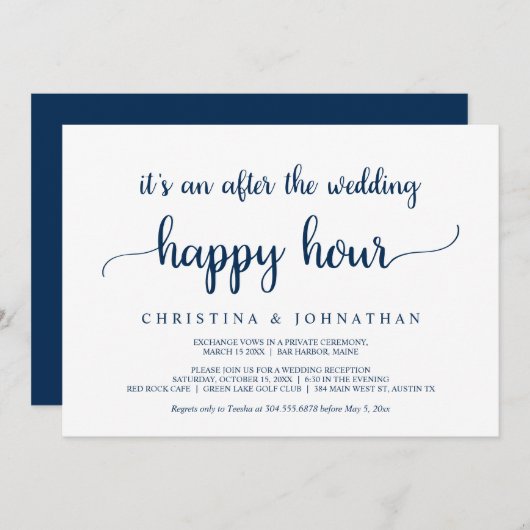 Invitation Après l'Happy Hour du mariage, Rustic Elopement In (Devant / Derrière)
