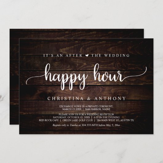 Invitation Après L'Heureuse Heure Du Mariage, L'Éclopement Ru (Devant / Derrière)