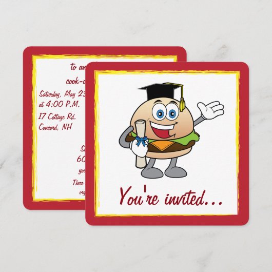 Invitation Après l'obtention du diplôme Cuisinier avec Cheese (Devant / Derrière)