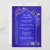 Invitation Après Mariage Bleu Indigo Argent Henna (Devant)