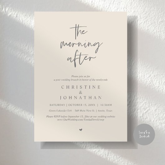 Invitation Après-midi, Brunch Mariage de la Poste moderne