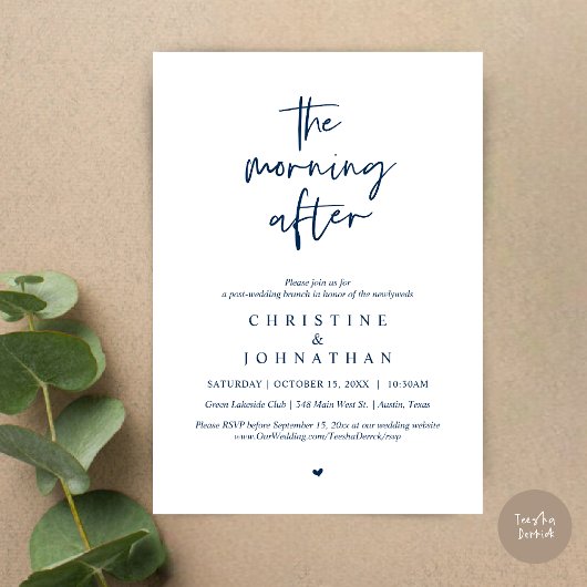 Invitation Après-midi, Brunch Mariage de la Poste moderne